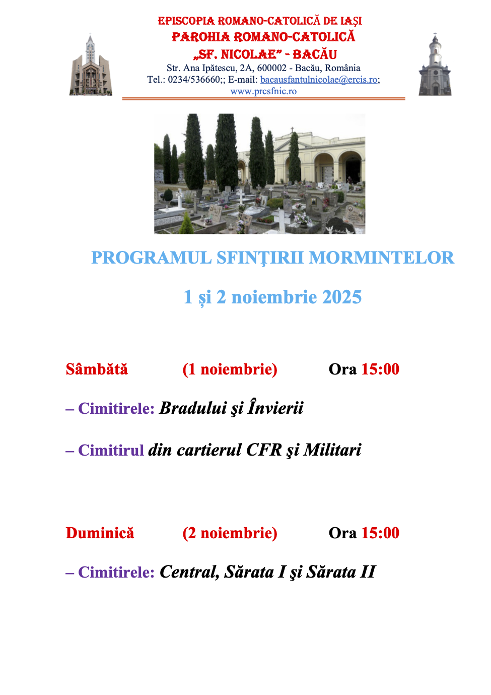 You are currently viewing Program sfințirea mormintelor: noiembrie 2025