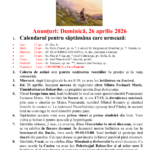 Anunturi – duminica 26 aprilie 2026