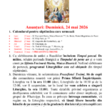 Anunturi – duminica 24 mai 2026 – Rusaliile