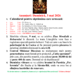 Anunturi – duminica, 3 mai 2026