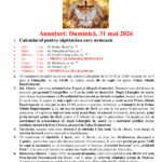 Anunturi – duminica 31 mai 2026