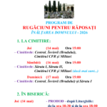 Program sfințirea mormintelor – Înălțarea Domnului – 2026