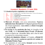 Anunturi – duminica 21 iunie 2026
