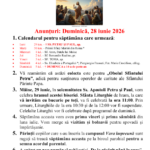 Anunturi – duminica 28 iunie 2026