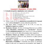 Anunturi – duminica 19 iulie 2026
