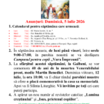 Anunturi – duminica 5 iulie 2026