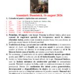 Anunturi – duminica 16 august 2026