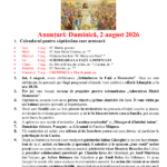 Anunturi – duminica 2 august 2026