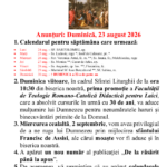 Anunturi – duminica 23 august 2026