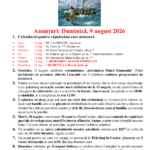 Anunturi – duminica 9 august 2026