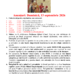 Anunturi – duminica 13 septembrie 2026