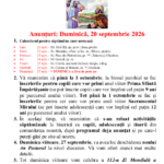 Anunturi – duminica 20 septembrie 2026