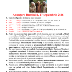 Anunturi – duminica 27 septembrie 2026