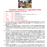 Anunturi – duminica 6 septembrie 2026