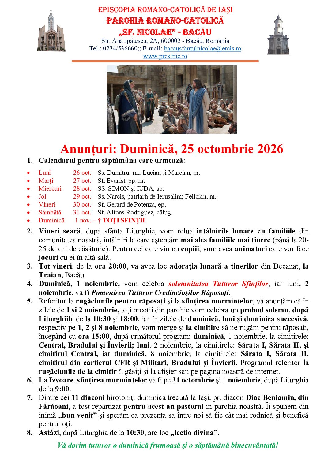 You are currently viewing Anunțuri – dumincă, 24.10.2026