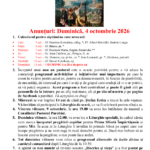 Anunturi – duminica 4 octombrie 2026